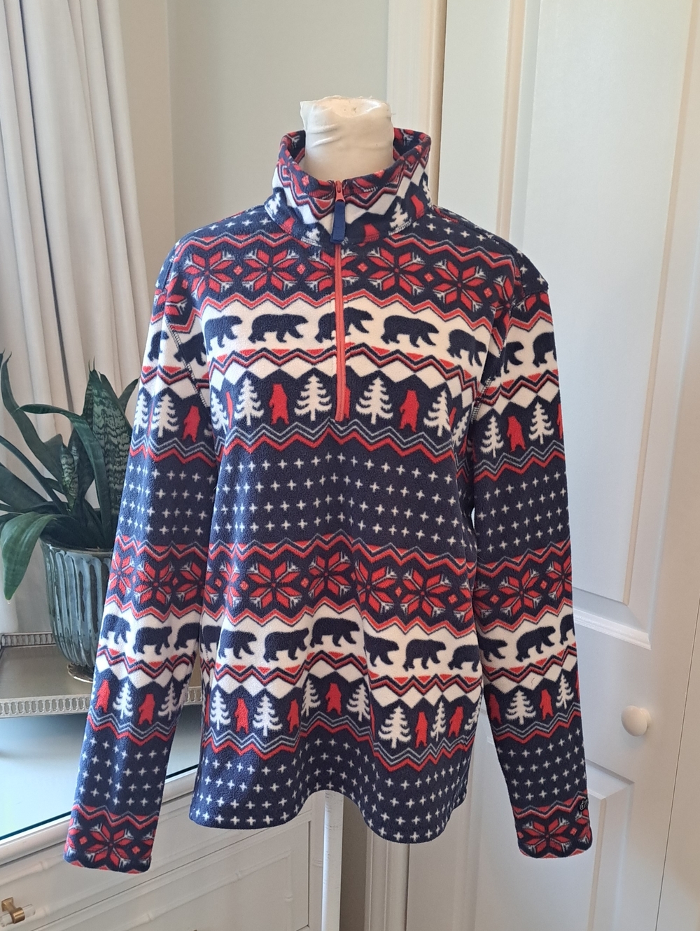 Chubbies Men's Bearly Wild Preppy Holiday/Nordic Half-Zip Fleece Pullover S